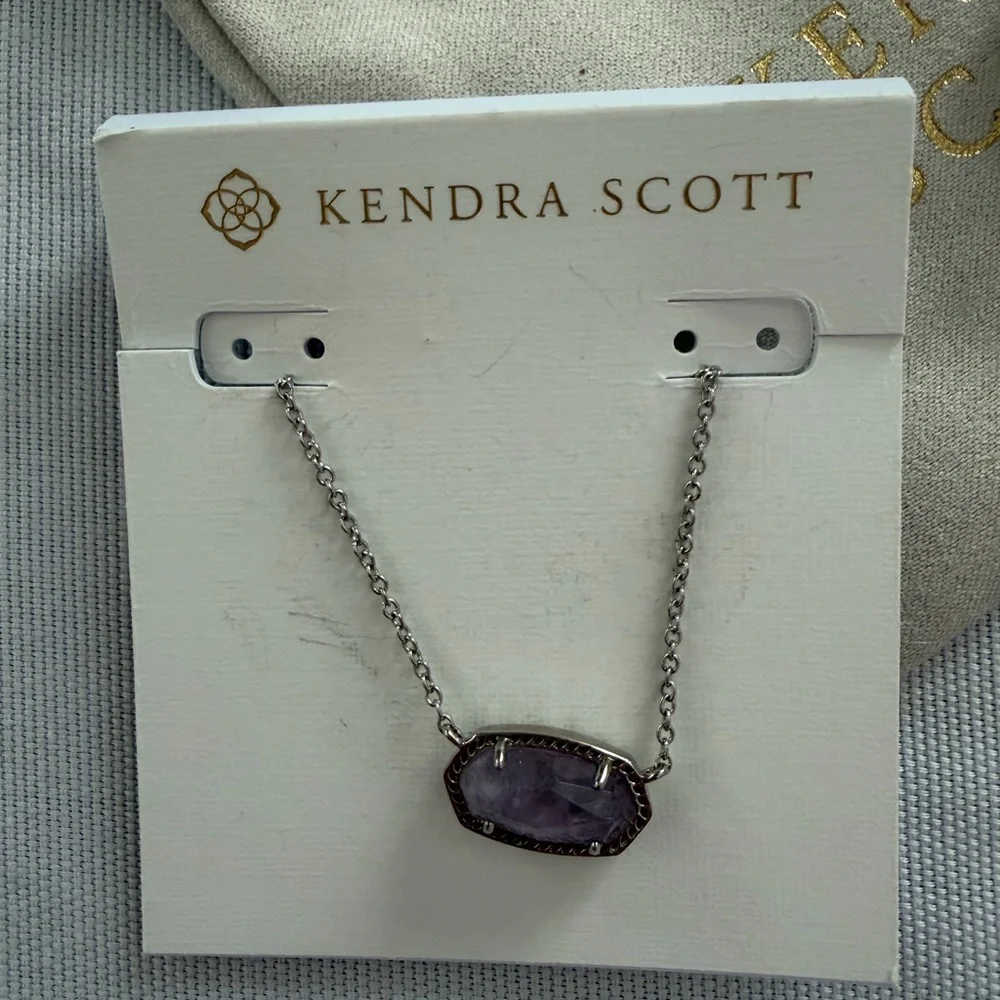Kendra Scott Silver Amethyst Necklace and Earring Set NWT - Picture 2 of 3